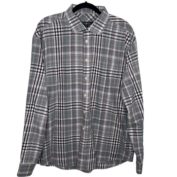 Pronto Uomo Purple Plaid Causal Button Up Cotton Shirt Sz XL - Picture 1 of 4